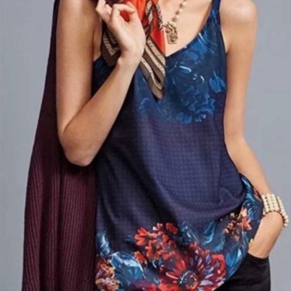 CAbi Tops - Cabi artist floral watercolor strappy cami tank, S